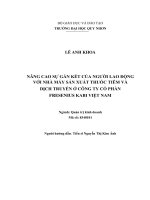 Nâng cao sự gắn kết của người lao động với nhà máy sản xuất thuốc tiêm và dịch truyền ở công ty cổ phần presenius kabi việt nam
