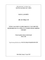 Nâng cao chất lượng dịch vụ vận chuyển hành khách của công ty cổ phần hàng không vietjet
