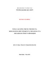 Nâng cao sự hài lòng trung thành của khách hàng đối với dịch vụ nhà hàng của nhà khách tỉnh ủy bình định