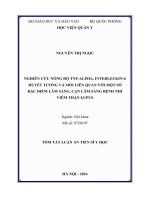 Nghiên cứu nồng độ TNF-alpha, Interleukin-6 huyết tương và mối liên quan với một số đặc điểm lâm sàng, cận lâm sàng bệnh nhi viêm thận lupus