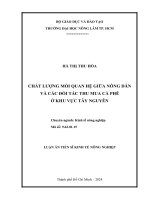 Chất lượng mối quan hệ giữa nông dân và các đối tác thu mua cà phê ở khu vực Tây Nguyên