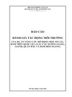 BÁO CÁO ĐÁNH GIÁ TÁC ĐÞNG MÔI TRƯỜNG CỦA DỰ ÁN NÂNG CẤP, MỞ RỘNG MỘT SỐ CẦU, HẦM TRÊN QUỐC LỘ 1 (CÁC CẦU XƯƠNG GIANG, GIANH, QUÁN HÀU VÀ HẦM ĐÈO NGANG)