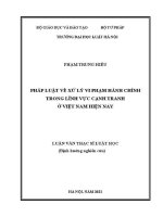 Luận văn thạc sĩ Luật học: Pháp luật về xử lý vi phạm hành chính trong lĩnh vực cạnh tranh ở Việt Nam hiện nay