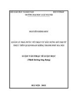 Luận văn thạc sĩ Luật học: Quản lý nhà nước về trật tự xây dựng đô thị, từ thực tiễn của quận Hoàn Kiếm, thành phố Hà Nội