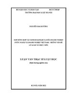 Luận văn thạc sĩ Luật học: Hợp đồng hợp tác kinh doanh (BCC) giữa doanh nghiệp nước ngoài và doanh nghiệp Việt Nam - Những vấn đề lý luận và thực tiễn