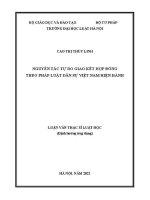 Luận văn thạc sĩ Luật học: Nguyên tắc tự do giao kết hợp đồng theo pháp luật dân sự Việt Nam hiện hành