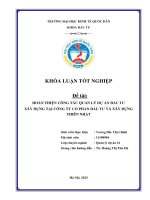 Khóa luận tốt nghiệp: Hoàn thiện công tác quản lý dự án đầu tư xây dựng tại Công ty cổ phần đầu tư và xây dựng Thiên Nhật
