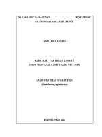 Luận văn thạc sĩ Luật học: Kiểm soát tập trung kinh tế theo pháp luật cạnh tranh Việt Nam