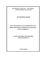 Luận văn thạc sĩ Luật học: Bảo vệ quyền của cá nhân đối với hình ảnh trong thời đại Cách mạng công nghiệp 4.0