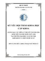 Kỷ yếu hội thảo khoa học cấp Khoa: Giảng dạy các môn lý thuyết ngành cho sinh viên ngành Ngôn ngữ Anh tại Trường Đại học Luật Hà Nội: Khó khăn và một số đề xuất