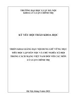 Kỷ yếu hội thảo khoa học cấp Khoa: Triển khai giảng dạy nội dung giữ vững mục tiêu độc lập dân tộc và chủ nghĩa xã hội trong cách mạng Việt Nam đối với các môn Lý luận chính trị