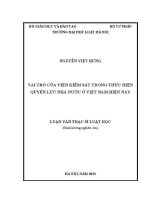 Luận văn thạc sĩ Luật học: Vai trò của Viện Kiểm sát trong thực hiện quyền lực nhà nước ở Việt Nam hiện nay