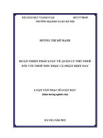 Luận văn thạc sĩ Luật học: Hoàn thiện pháp luật về quản lý thu thuế đối với thuế thu nhập cá nhân hiện nay