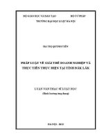 Luận văn thạc sĩ Luật học: Pháp luật về giải thể doanh nghiệp và thực tiễn thực hiện tại tỉnh Đắk Lắk