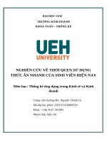 Nghiên cứu về thói quen sử dụng thức ăn nhanh của sinh viên hiện nay môn học thống kê ứng dụng trong kinh tế và kinh doanh