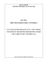 Kỷ yếu hội thảo khoa học cấp Khoa: Lý luận giá trị thặng dư của C.Mác trong nền kinh tế thị trường định hướng xã hội chủ nghĩa ở Việt Nam hiện nay