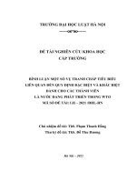 Đề tài nghiên cứu khoa học cấp Trường: Bình luận một số vụ tranh chấp tiêu biểu liên quan đến quy định đặc biệt và khác biệt dành cho các thành viên là nước đang phát triển trong WTO