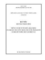 Kỷ yếu hội thảo khoa học trọng điểm cấp Trường: Những vấn đề về tổ chức, hoạt động của bộ máy nhà nước trong Nhà nước pháp quyền xã hội chủ nghĩa Việt Nam hiện nay