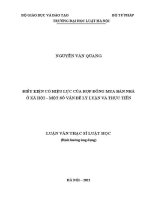 Luận văn thạc sĩ Luật học: Điều kiện có hiệu lực của hợp đồng mua bán nhà ở xã hội - Một số vấn đề lý luận và thực tiễn