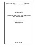Luận văn thạc sĩ Luật học: Vai trò của luật sư về bảo đảm quyền con người trong hoạt động thi hành án