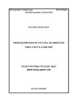 Luận văn thạc sĩ Luật học: Thẩm quyền dân sự của Toà án nhân dân theo cấp và lãnh thổ