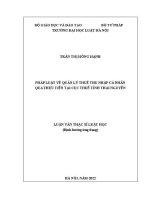 Luận văn thạc sĩ Luật học: Pháp luật về quản lý thuế thu nhập cá nhân qua thực tiễn tại Cục Thuế tỉnh Thái Nguyên