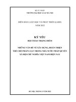 Kỷ yếu hội thảo khoa học trọng điểm cấp Trường: Những vấn đề về xây dựng, hoàn thiện thể chế pháp luật trong Nhà nước pháp quyền xã hội chủ nghĩa Việt Nam hiện nay