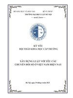 Kỷ yếu hội thảo khoa học cấp Trường: Xây dựng luật với yêu cầu chuyển đổi số ở Việt Nam hiện nay