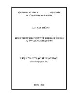 Luận văn thạc sĩ Luật học: Hoàn thiện pháp luật về thi hành án dân sự ở Việt Nam hiện nay