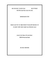 Luận văn thạc sĩ Luật học: Pháp luật về các biện pháp ưu đãi, hỗ trợ đầu tư và thực tiễn thi hành ở tỉnh Bắc Kạn