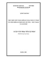 Luận văn thạc sĩ Luật học: Thực hiện chức năng kiểm sát hoạt động tư pháp của Viện Kiểm sát nhân dân cấp tỉnh – Thực trạng và giải pháp