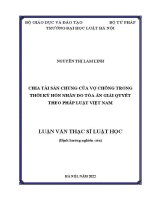 Luận văn thạc sĩ Luật học: Chia tài sản chung của vợ chồng trong thời kỳ hôn nhân do Toà án giải quyết theo pháp luật Việt Nam