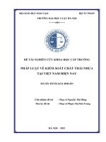 Đề tài nghiên cứu khoa học cấp Trường: Pháp luật về kiểm soát chất thải nhựa tại Việt Nam hiện nay