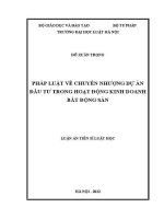 Luận án tiến sĩ Luật học: Pháp luật về chuyển nhượng dự án đầu tư trong hoạt động kinh doanh bất động sản