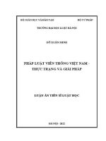 Luận án tiến sĩ Luật học: Pháp luật viễn thông Việt Nam - Thực trạng và giải pháp