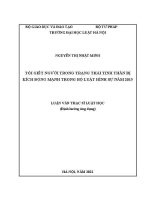 Luận văn thạc sĩ Luật học: Tội giết người trong trạng thái tinh thần bị kích động mạnh trong Bộ luật Hình sự năm 2015