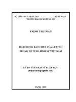 Luận văn thạc sĩ Luật học: Hoạt động bào chữa của luật sư trong tố tụng hình sự Việt Nam