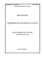 Luận văn thạc sĩ Luật học: Tạm đình chỉ việc giải quyết vụ án dân sự