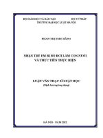 Luận văn thạc sĩ Luật học: Nhận trẻ em bị bỏ rơi làm con nuôi và thực tiễn thực hiện