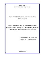 Đề tài nghiên cứu khoa học cấp Trường: Nghiên cứu chuẩn hoá cơ sở dữ liệu thư mục góp phần nâng cao hiệu quả hoạt động thông tin thư viện tại Trường Đại học Luật Hà Nội