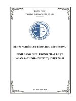 Đề tài nghiên cứu khoa học cấp Trường: Bình đẳng giới trong pháp luật ngân sách nhà nước tại Việt Nam