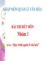 Tiểu Luận - quản lý văn hóa -  Đề Tài - Quy Trình Quản Lý Văn Hóa