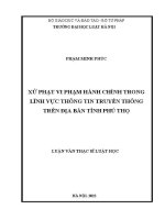 Luận văn thạc sĩ Luật học: Xử phạt vi phạm hành chính trọng lĩnh vực thông tin truyền thông trên địa bàn tỉnh Phú Thọ