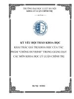 Kỷ yếu hội thảo khoa học cấp Khoa: Khai thác giá trị khoa học của tác phẩm “Chống Đuyrinh” trong giảng dạy các môn Lý luận chính trị