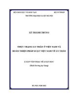 Luận văn thạc sĩ Luật học: Thực trạng ly thân ở Việt Nam và hoàn thiện pháp luật Việt Nam về ly thân