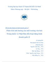 Phân tích ảnh hưởng của môi trường văn hoá trung quốc và nhật bản đến hoạt động kinh doanh quốc tế