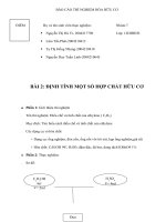 Báo cáo thí nghiệm hóa hữu cơ bài 2 định tính một số hợp chất hữu cơ