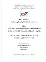 Đề tài các yếu tố ảnh hưởng đến sự hài lòng về chất lượng dịch vụ của sinh viên tôn đức thắng đối với điểm đến vũng tàu