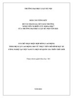 Đề tài sinh viên nghiên cứu khoa học: Cơ chế nhận diện hợp đồng lao động theo Bộ luật Lao động 2019 từ thực tiễn mô hình đặt xe công nghệ tại Việt Nam và một số quốc gia trên thế giới