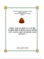 Đề tài phúc lợi xã hội và vấn đề nghèo đói ở đồng bằng sông cửu long liệu đã được giải quyết